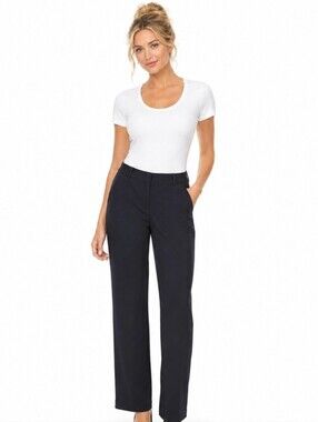 Talbots Petite Straight-Leg Cotton Blend Dress Pants in Black (Sz:4p)